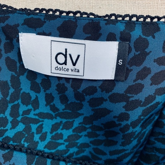 Dolce Vita Turquoise Black Animal Print Sleeveless Evening Dress - Picture 7 of 8